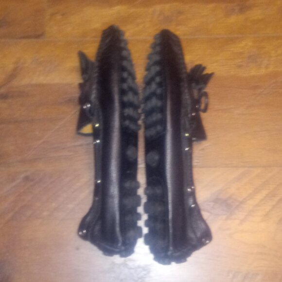 Coach - Women's 7.5 B - Black Leather Driving Loafers Tassel Comfortable Shoes - Picture 4 of 8